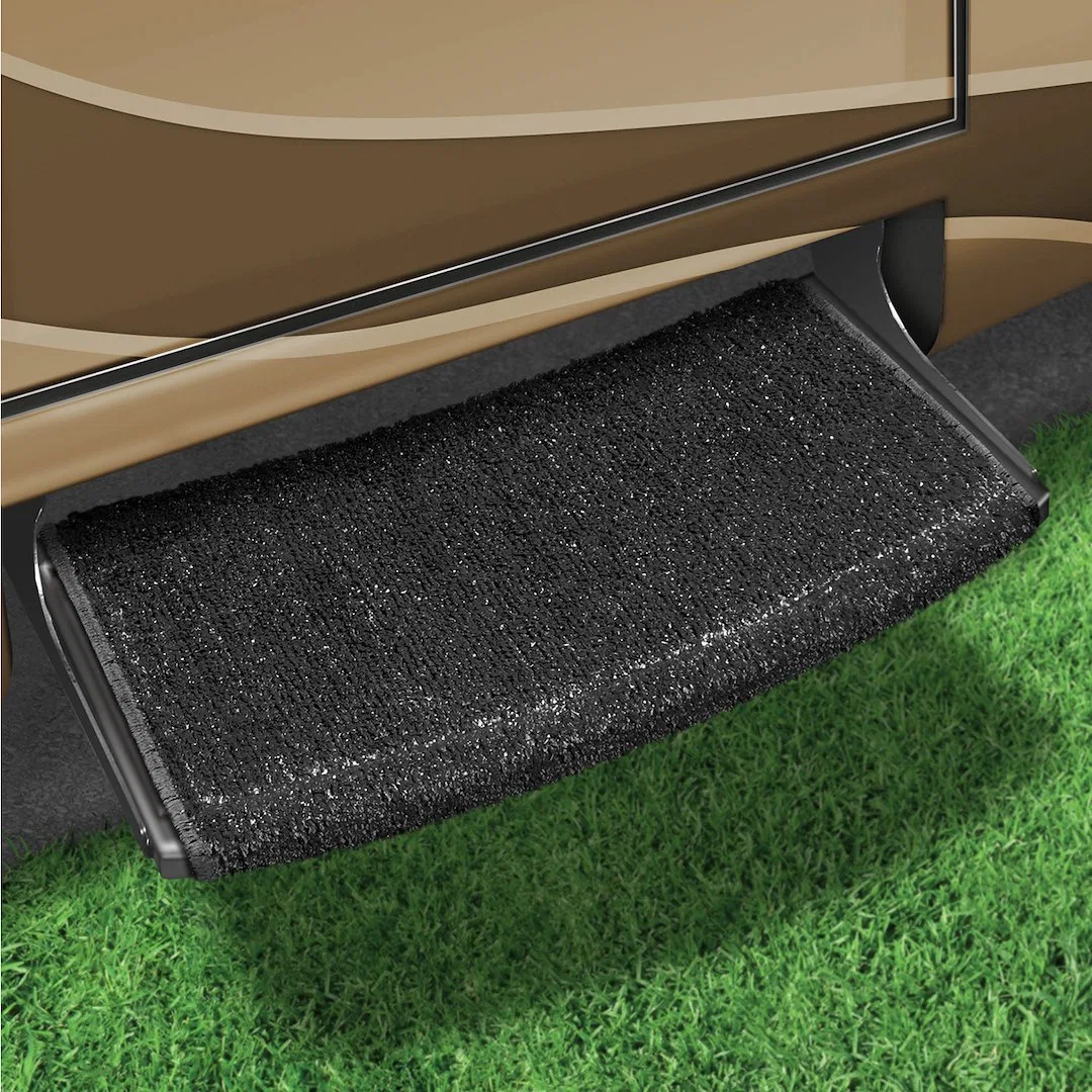 2-0205 – PRESTO FIT Entry Step Rug, Wrap Around Hook And Spring 22 Inch Width Black Outdoor Turf With Marine Backing ...